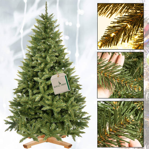 Springos Kunstkerstboom Premium Royal Kaukasisch Sparrenhout 150 cm Zonder Verlichting Houten Standaard