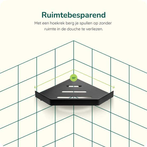 Doucherek Hoek - Zwart - Hoekplanchet - 2 stuks - Hoekrek Douche