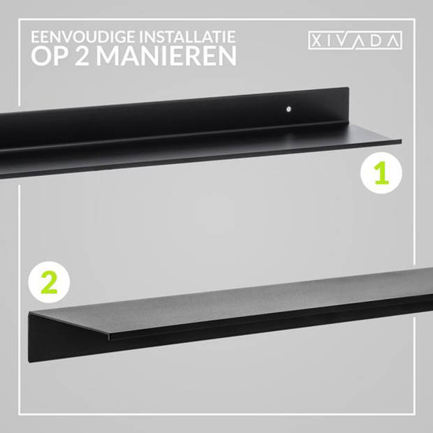 Wandrek Zwart Metaal - Industrieel - Wandplank Zwevend - Muurplank 60 CM