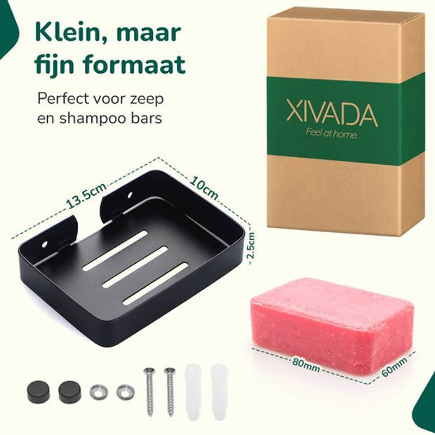 Zeepbakje Douche - Zwart - Zeephouder Hangend aan muur - Zeepschaaltje Shampoo bar houder