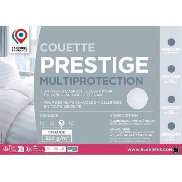 Dekbed 200x200 cm BLANREVE PRESTIGE Multiprotection - 100% Polyester - 2 Personen - Gestreept Satijn