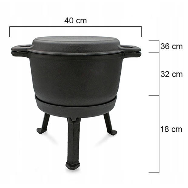 Meyerhoff 2-in-1 Outdoor Dutch Oven Gietijzeren Ketel / Pan 10L met deksel als braadpan