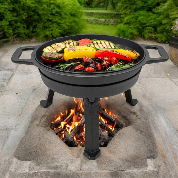 Meyerhoff 2-in-1 Outdoor Dutch Oven Gietijzeren Ketel / Pan 10L met deksel als braadpan