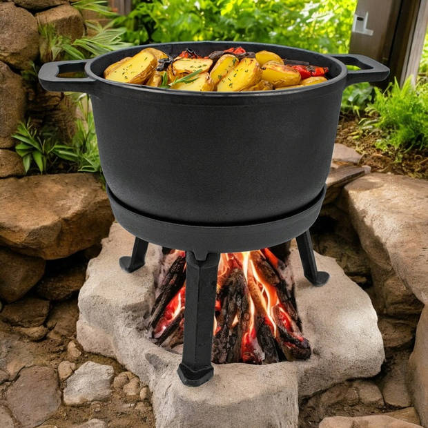 Meyerhoff 2-in-1 Outdoor Dutch Oven Gietijzeren Ketel / Pan 10L met deksel als braadpan