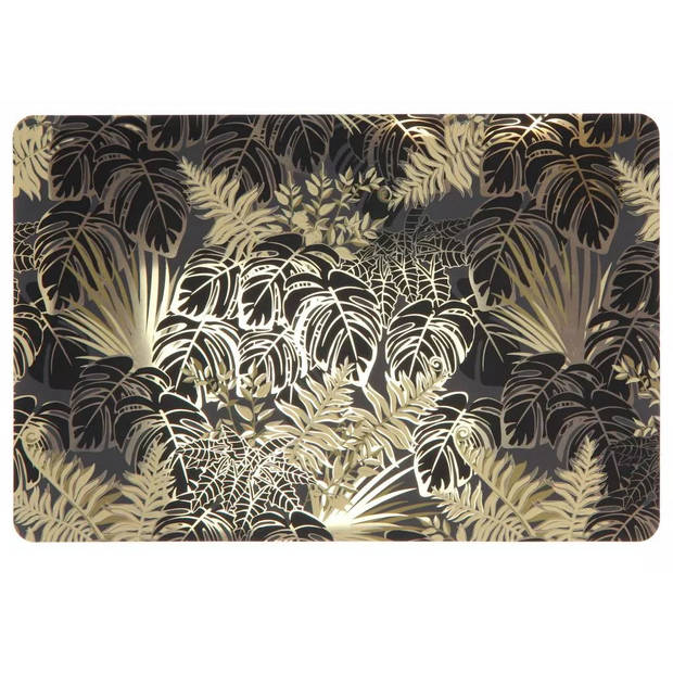 Unique Living - Placemat Leaves 28,5x43,5cm dessin 1 black