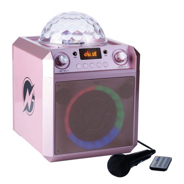 N-GEAR Block Party 602 XL - Karaoke set met 2 Microfoons - Bluetooth Party Speaker Draadloos - Space Pink