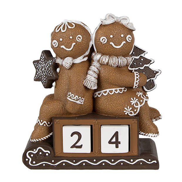 Clayre & Eef Kerstdecoratie Beeld Gingerbread man 11x4x13 cm Bruin Kunststof Bruin