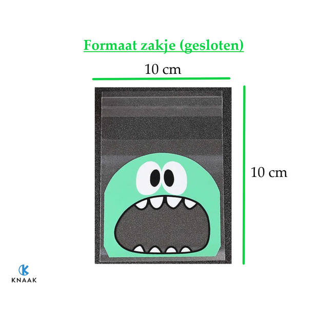 Knaak Uitdeelzakjes voor Traktatie - Monster Groen - 50 stuks - Transparant