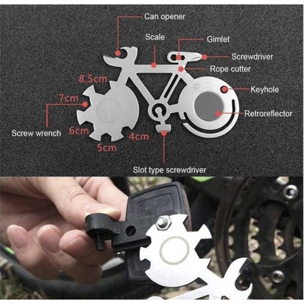 Knaak Fiets Multitool - RVS Gereedschap voor fietsreparatie - Gadget voor fietsers