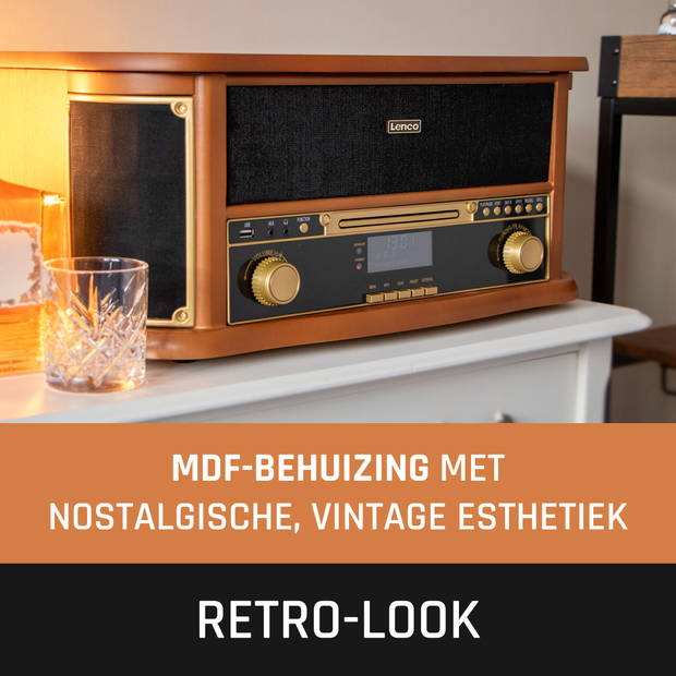 Houten retro platenspeler