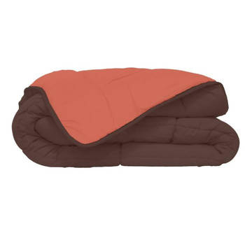 Dekbed - CALGARY - Microvezel 400 g/m² CALGARY - 200 x 200 cm - Chocolade en koraal