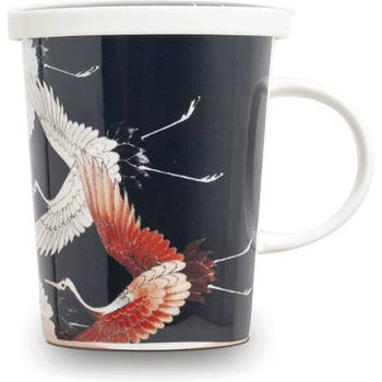 Thee mok Design Zwarte kraanvogel met filter - cadeau verpakking - 300ml