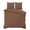 iSleep Dekbedovertrek Teddy Fleece - Bruin - Lits-jumeaux 240x200/220 cm