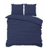 iSleep Dekbedovertrek Teddy Fleece - Donker Blauw - 1-Persoons 140x200/220 cm