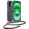 Basey Apple iPhone 16 Plus Hoesje Met Koord Hoes Siliconen Case - Transparant